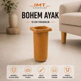 İmt Aksesuar Bohem Mobilya Ayağı 15 cm Robot Süpürge Uyumlu Koltuk Kanepe Tv Ünitesi Baza Dolap Ayağı Modern Plastik Ayak - Meşe - Tekli