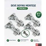 İmt Aksesuar Frenli Pistonlu Deve Boynu Mobilya Mutfak Dolap Kapağı Menteşesi (4 Adet) - Metalik Gri
