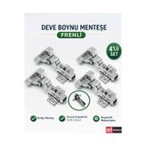 İMT AKSESUAR FRENLİ PİSTONLU DEVE BOYNU MOBİLYA MUTFAK DOLAP KAPAĞI MENTEŞESİ (4 ADET) Metalik