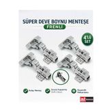 İMT AKSESUAR FRENLİ PİSTONLUSÜPER DEVE BOYNU MOBİLYA MUTFAK DOLAP KAPAĞI MENTEŞESİ (4 ADET) Metalik