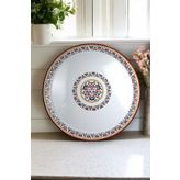 İnci Emaye 60 No kırmızı kenar Emaye Sini Sofra, Yemek Sunum Tepsi, Yer Sofrası Çinko ~58 Cm 1mm KALIN ÜRÜN