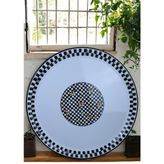 İnci Emaye 70 No Emaye Sini Sofra, Yemek Sunum Tepsi, Yer Sofrası Çinko ~70 cm - Dama - Renkli