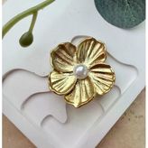İncili Gold Çiçek Broş