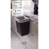 İndecor Houseware 15 Litre Kapaksız Banyo , Mutfak ve Ofis Çöp Kovası Dolap Kapağı Asma Aparatlı Çöp Kutusu Tezgahüstü Çöp Kovası - Siyah - 15 lt
