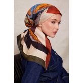 İndigo Karışık Desen Twill İpek Eşarp