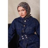 İndigo Leopar Desen Twill İpek Eşarp