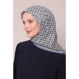 İndigo Zigzag Desen Soft Eşarp
