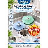 İnfeta 1 Adet Lavabo Küvet Tıkacı ve Süzgeç Saç Tutucu Esnek Gider Kapağı