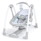 Ingenuity ConvertMe 2'si 1 Arada Kompakt Taşınabilir Bebek Salıncağı ve Bebek Koltuğu, Akülü Titreşimler, Otomatik Sallanma, Doğa Sesleri - 9 kg'a kadar