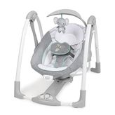 Ingenuity ConvertMe 2'si 1 Arada Kompakt Taşınabilir Otomatik Bebek Salıncağı ve Bebek Koltuğu, Pil Tasarrufu Sağlayan Titreşimler, Doğa Sesleri, 0-9 Ay 3-9 kg (Swell)