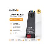 İnoled 1205 – 12,5A 150W 12V LED Güç Kaynağı | Kısa Devre Korumalı Adaptör | Şerit LED Trafo | 220V Ac – 12V Dc Dönüştürücü | Yüksek Verimli, Güvenli, Uzun Ömürlü LED Trafo Şerit LED Güç Kaynağı