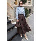 InStyle Kemerli Acı Kahve Kot Etek