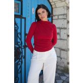 InStyle Omuzu Pileli Kırmızı Bluz