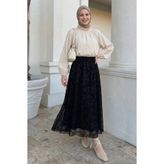 InStyle Şal Desen Siyah Flok Etek