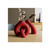Interlocking 3D Baskı İç İçe Geçen Dekoratif Vazo Kırmızı
