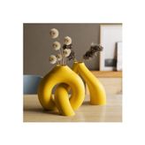 Interlocking 3D Baskı İç İçe Geçen Dekoratif Vazo Sarı