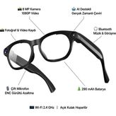Invicta Akıllı Kameralı Gözlük 8mp 1080P Video Bluetooth Wifi Aı Çeviri - Siyah
