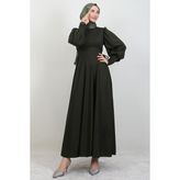 Ip Kuşaklı Elbise Haki - 38
