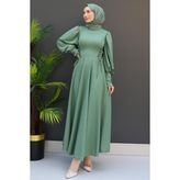 Ip Kuşaklı Elbise Mint - Mint - Yeşil - 44