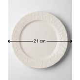 İpek Porselen 6 Kişilik Kabartma Desen Pera Pasta Tabağı 21cm Krem Rengi