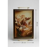 İpek Porselen Altın Kelebek Desenli 40X28CM Metal Kulplu Lüks Sunum ve Servis Tepsisi