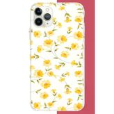 İphone 11 Pro Max Uyumlu Sarı Çiçek Pattern Baskılı Silikon Kılıf