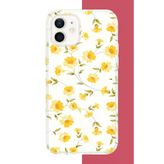 İphone 12-12 Pro Uyumlu Sarı Çiçek Pattern Baskılı Silikon Kılıf