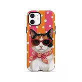 İphone 12 Vorian Çift Katmanlı Turuncu Retro Kedi Kılıf