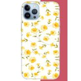 İphone 13 Pro Max Uyumlu Sarı Çiçek Pattern Baskılı Silikon Kılıf