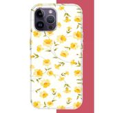 İphone 14 Pro Max Uyumlu Sarı Çiçek Pattern Baskılı Silikon Kılıf