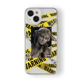 iPhone 15 Plus ile Uyumlu Warning Tasarım Baskılı Şeffaf Kılıf