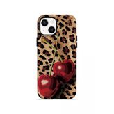 İphone 15 Plus Vorian Çift Katmanlı Leopar Kiraz Kılıf