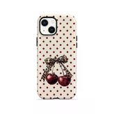İphone 15 Plus Vorian Çift Katmanlı Wild Cherry Bow Kılıf