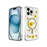İphone 15 Pro Max Kılıf Daisy Simli Magsafe Kapak - Gold