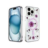 İphone 15 Pro Max Kılıf Daisy Simli Magsafe Kapak - Mor