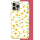 İphone 15 Pro Max Uyumlu Sarı Çiçek Pattern Baskılı Silikon Kılıf