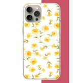 İphone 15 Pro Uyumlu Sarı Çiçek Pattern Baskılı Silikon Kılıf