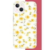 İphone 15 Uyumlu Sarı Çiçek Pattern Baskılı Silikon Kılıf
