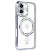 İphone 16 Kılıf Joke Simli Magneticsafe Kılıf - Mavi