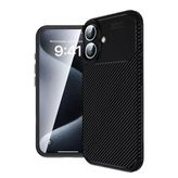 İphone 16 Plus Kılıf Auto Focus Karbon Kapak - Siyah