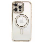 İphone 16 Pro Max Kılıf Joke Simli Magneticsafe Kılıf - Gold