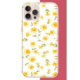 İphone 16 Pro Max Uyumlu Sarı Çiçek Pattern Baskılı Silikon Kılıf