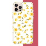 İphone 16 Pro Uyumlu Sarı Çiçek Pattern Baskılı Silikon Kılıf