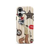 İphone 16 Vorian Çift Katmanlı Retro Leopar Kolaj Kılıf