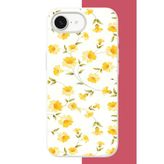 İphone 16E Uyumlu Sarı Çiçek Pattern Baskılı Silikon Kılıf
