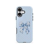İphone 17 Vorian Çift Katmanlı Blue Toile Bow Kılıf