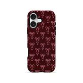 İphone 17 Vorian Çift Katmanlı Burgundy Bow Grid Kılıf