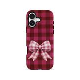 İphone 17 Vorian Çift Katmanlı Cherry Gingham Bow Kılıf