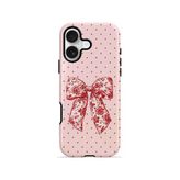 İphone 17 Vorian Magsafe Çift Katmanlı Vintage Rose Bow Dot Kılıf