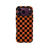 İphone 18 Pro Max Vorian Çift Katmanlı Orange Checkerboard Kılıf